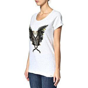 Nümph TEE SHIRT Cuffed Short Sleeves ANIMAL Tiger WINGS Light Grey L
